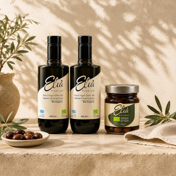 2x Elia Premium 500ml + 1x Kalamon Oliven GRATIS