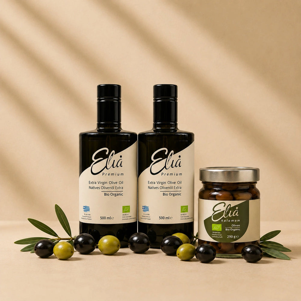 2x Elia Premium 500ml + 1x Kalamon Oliven GRATIS